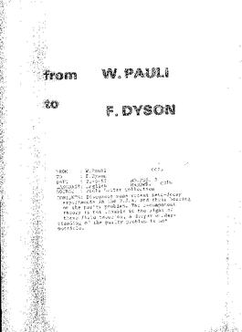 Letter from Pauli to Dyson