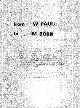 Letter from Pauli to Born