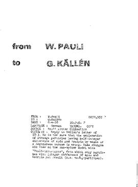 Letter from Pauli to Källén