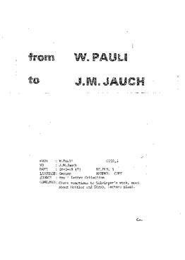 Letter from Pauli to Jauch