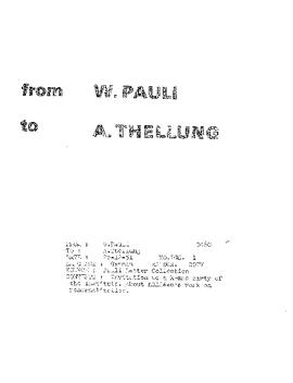Letter from Pauli to Thellung