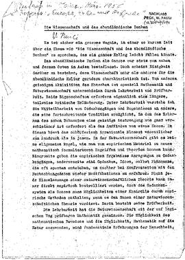 Die Wissenschaft und das abendländische Denken