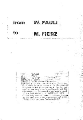 Letter from Pauli to Fierz