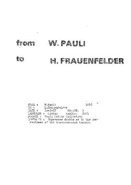 Letter from Pauli to Frauenfelder