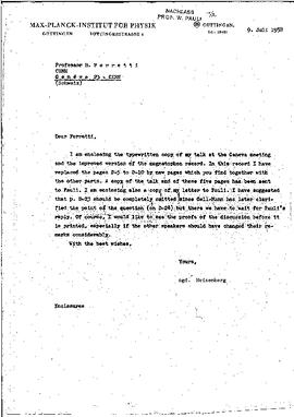 letter to B. Ferretti, Heisenberg, Werner