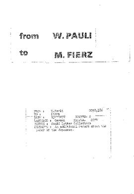Letter from Pauli to Fierz