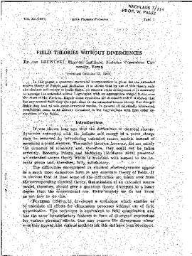 Field Theories without Divergencies, Rzewuski, Jan