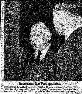 "Nobelpreisträger Pauli gestorben", in: Schweizer Illustrierte (No 52), photograph and article