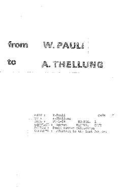 Letter from Pauli to Thellung