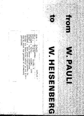 Letter from Pauli to Heisenberg