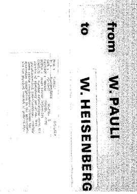 Letter from Pauli to Heisenberg