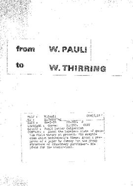 Letter from Pauli to Thirring