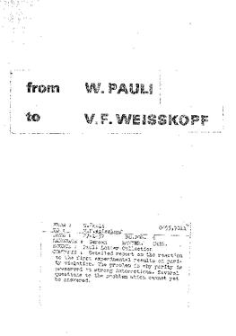 Letter from Pauli to Weisskopf