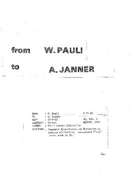 Letter from Pauli to Janner