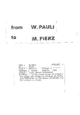 Letter from Pauli to Fierz