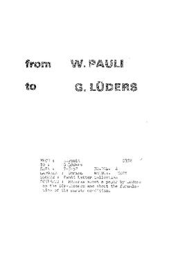 Letter from Pauli to Lüders