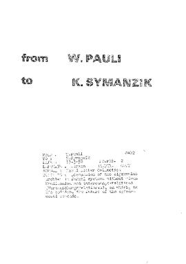 Letter from Pauli to Symanzik