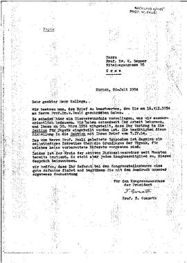 letter to K. Sapper, Gonseth, Ferdinand