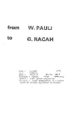 Letter from Pauli to Racah