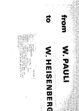 Letter from Pauli to Heisenberg
