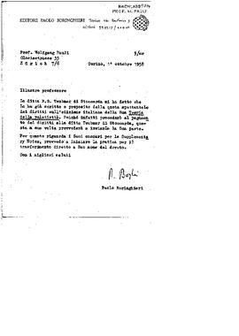 letter to W. Pauli, Editore Boringhieri