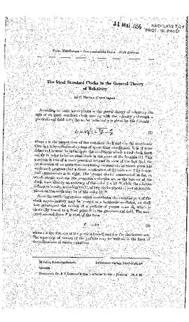 The ideal standard clocks in the general theory of relativity, Møller, C