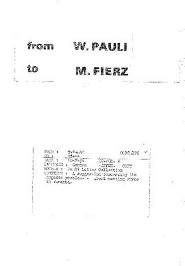 Letter from Pauli to Fierz