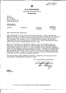 letter to W. Pauli, Teubner Verlagsgesellschaft
