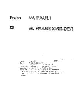 Letter from Pauli to Frauenfelder