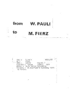 Letter from Pauli to Fierz