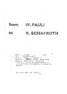 Letter from Pauli to Schafroth