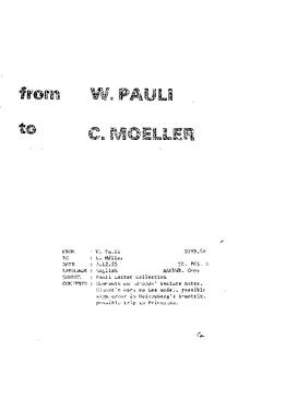 Letter from Pauli to Møller