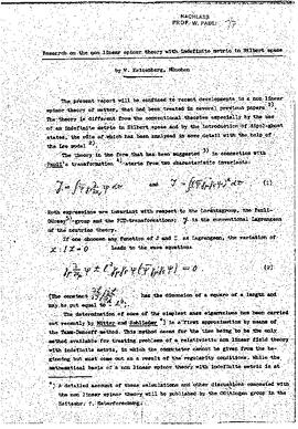 Research on the non linear spinor theory with indefinite metric in Hilbert space, Heisenberg, Werner