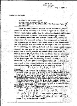 Discussion of Born's report
