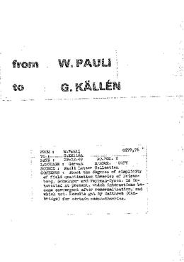 Letter from Pauli to Källén