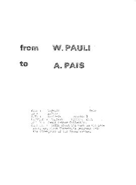 Letter from Pauli to Pais