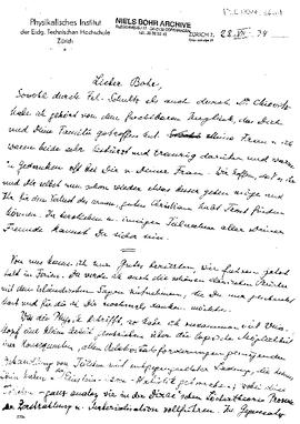 Letter from Pauli to Bohr