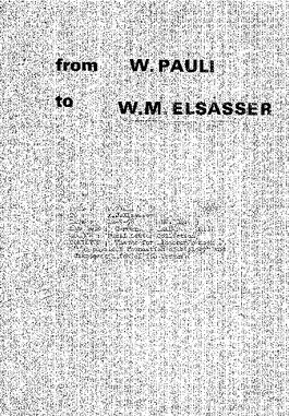 Letter from Pauli to Elsasser