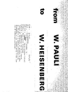 Letter from Pauli to Heisenberg