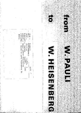 Letter from Pauli to Heisenberg