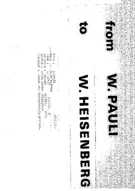 Letter from Pauli to Heisenberg