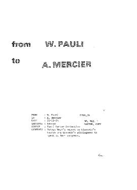 Letter from Pauli to Mercier