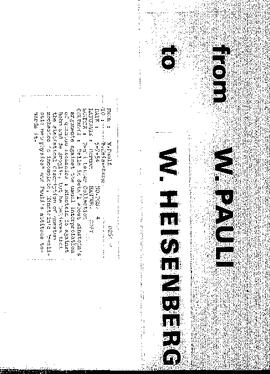 Letter from Pauli to Heisenberg