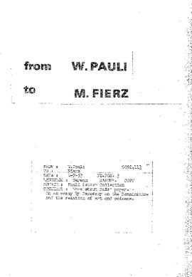 Letter from Pauli to Fierz