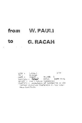 Letter from Pauli to Racah