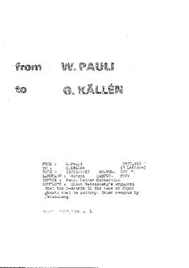 Letter from Pauli to Källén