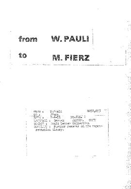 Letter from Pauli to Fierz
