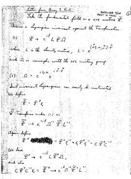 letter to W. Pauli, Gürsey, Feza