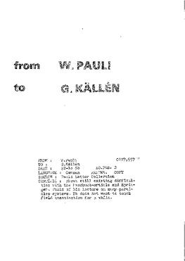 Letter from Pauli to Källén