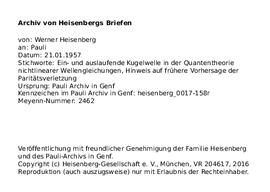 Letter from Heisenberg to Pauli